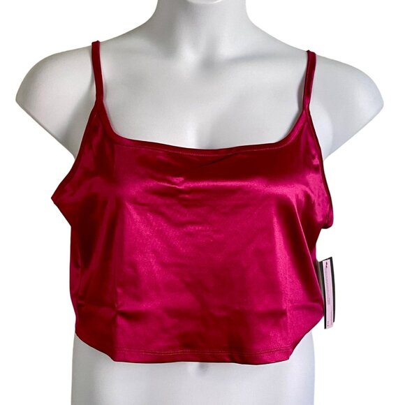 Wild Fable Women's Shiny Knit Tiny Tank Top Magenta Cami Top 1X NEW NWT - Picture 1 of 9
